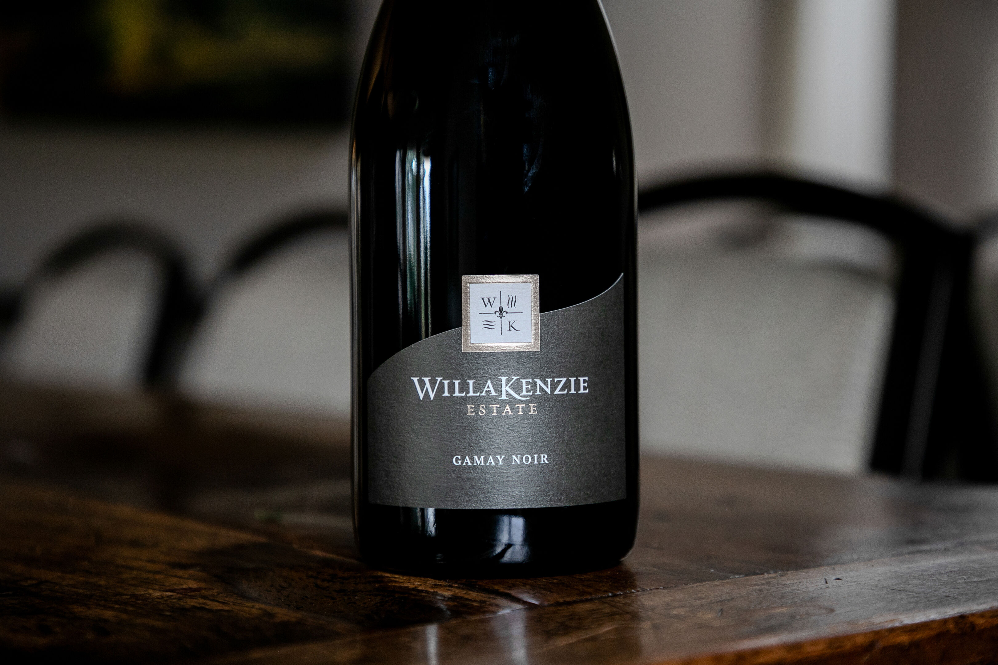 A bottle of Gamay Noir at WillaKenzie Estate